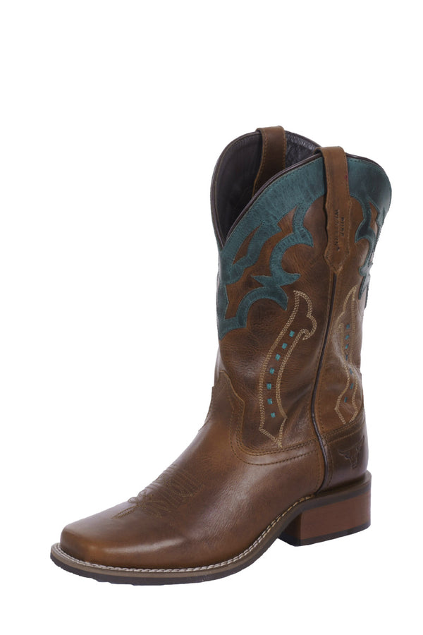 Pure Western Women's Abilene Boot - Oiled Brown/Dark Teal