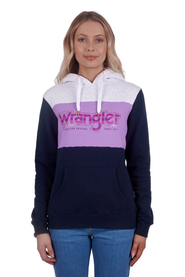 Wrangler Women's Salley Pullover Hoodie - Navy/White Marle
