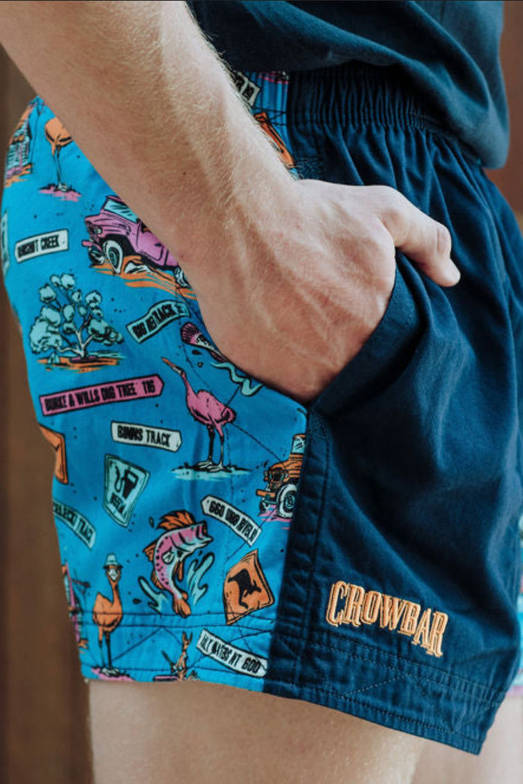 Crowbar Andy Harlequin Drill Short - Happy Days/Navy (Limited Edition)
