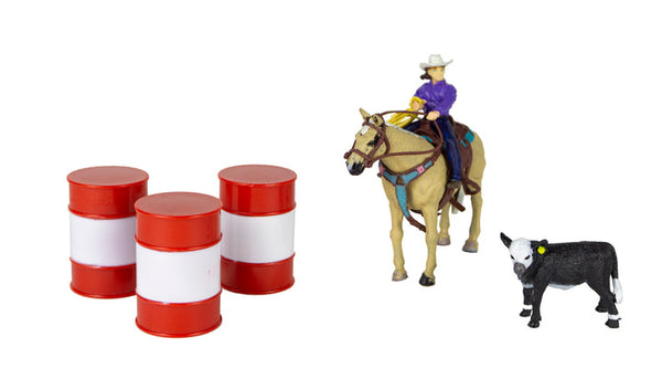 Big Country Toys All Round Cowgirl with Barrels and Calf