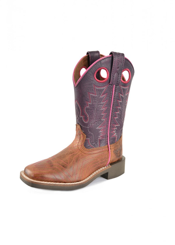 Pure Western Hadley Childrens Boot - Oil Distressed Brown/Purple