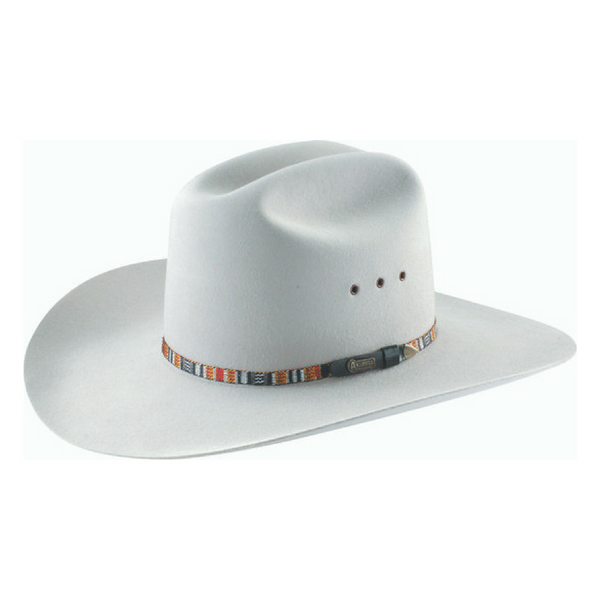 The Quartz Akubra Bronco Hat has a tall, centre-creased western crown and a broad, upswept brim. It features a Guatemalan style patterned band, satin lining, and eyelet vents. Make the most of reduced prices on all of our Akubras online, and receive free shipping if you spend over $200.