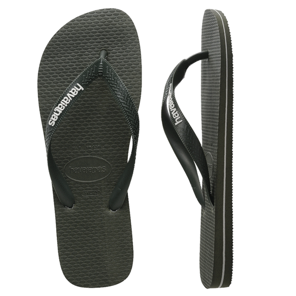 Mens Havaianas Rubber Logo Thongs - Olive Green