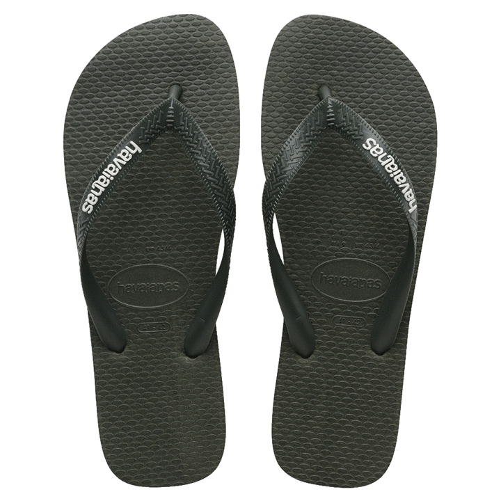 Mens Havaianas Rubber Logo Thongs - Olive Green