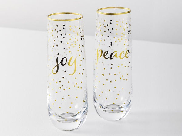 Maxwell & Williams Celebrations Stemless Flute 300ML Set of 2 Joy Peace Gift Boxed