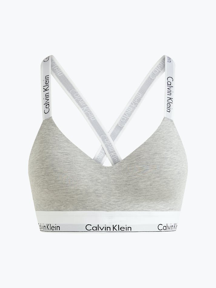 Calvin Klein modern cotton lightly lined logo bralette in gray