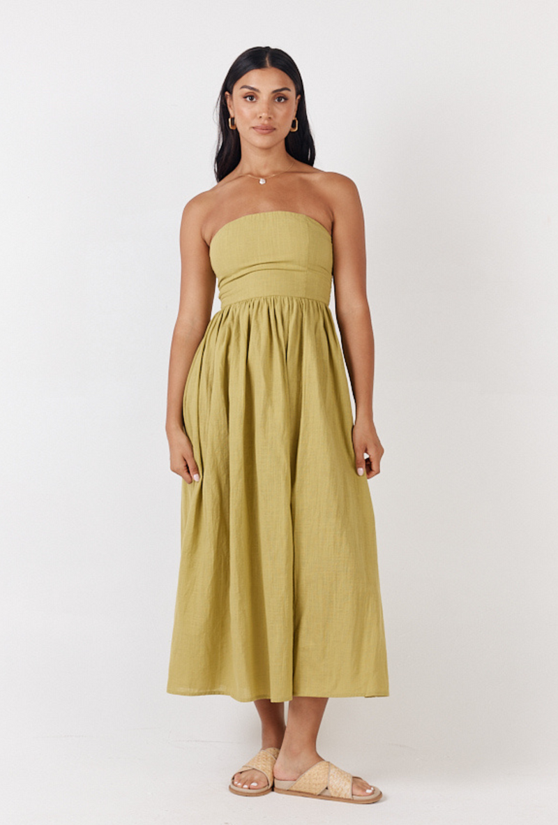 Girl and the Sun Cove Midi Dress - Avocado