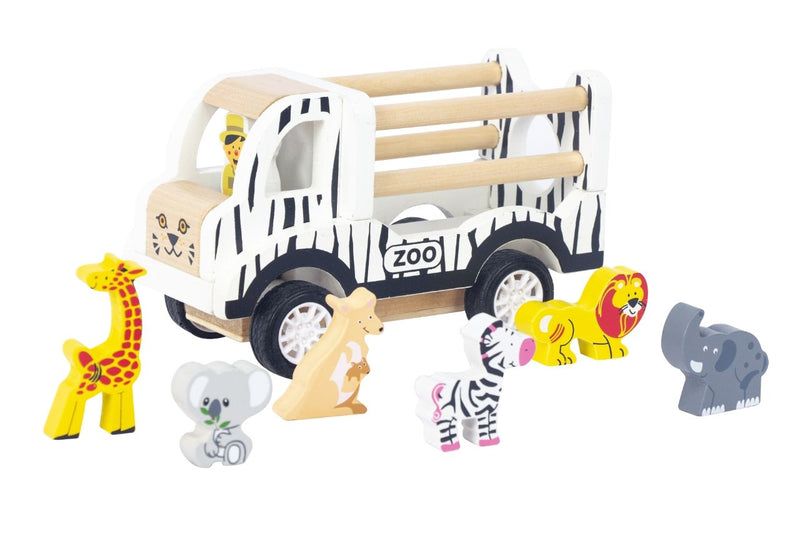 TOYSLINK WOODEN PULLBACK ZOO TRUCK WITH ANIMALS