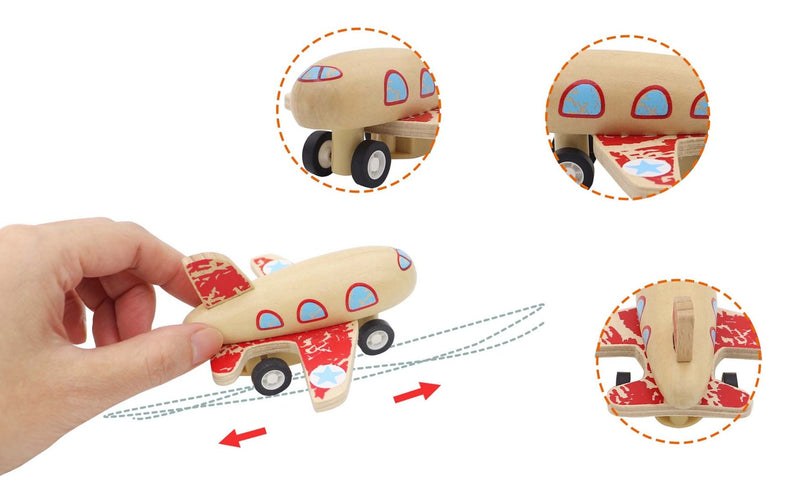 TOYSLINK WOODEN PULL BACK PLANE