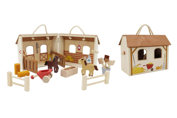 TOYSLINK WOODEN HORSE STABLE PLAYSET