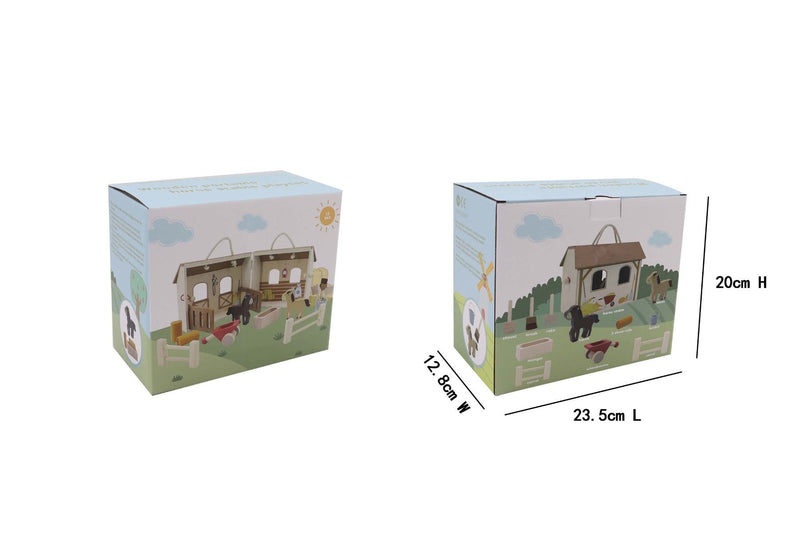 TOYSLINK WOODEN HORSE STABLE PLAYSET