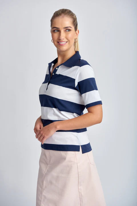 Goondiwindi Cotton Striped Classic Fit Polo Shirt - 2 Colours