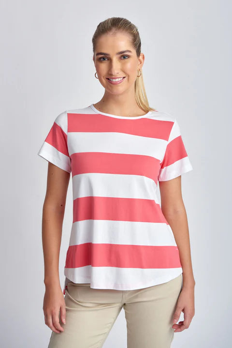 Goondiwindi Cotton Yarn Dyed Stripe A Line Cotton Tee - 2 Colours