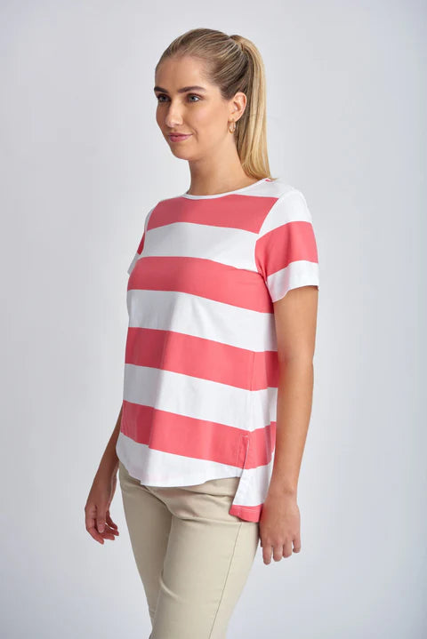 Goondiwindi Cotton Yarn Dyed Stripe A Line Cotton Tee - 2 Colours