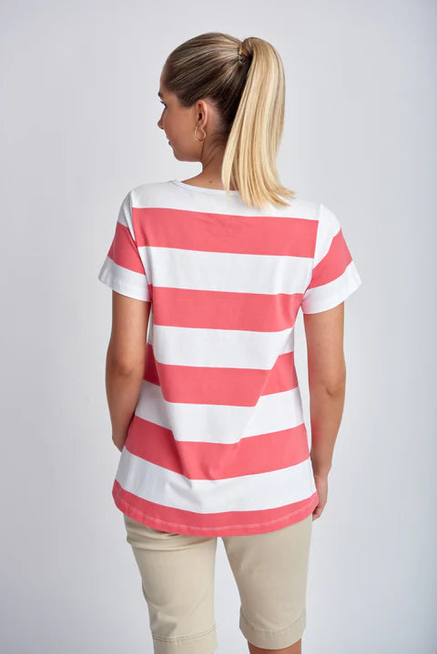 Goondiwindi Cotton Yarn Dyed Stripe A Line Cotton Tee - 2 Colours