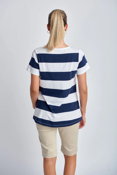 Goondiwindi Cotton Yarn Dyed Stripe A Line Cotton Tee - 2 Colours