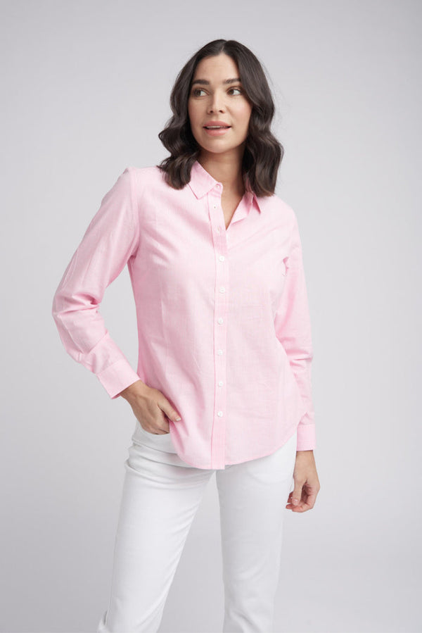 Goondiwindi Cotton Classic Cotton Shirt - Pale Pink/White Stripe