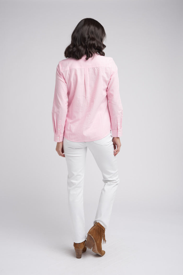 Goondiwindi Cotton Classic Cotton Shirt - Pale Pink/White Stripe