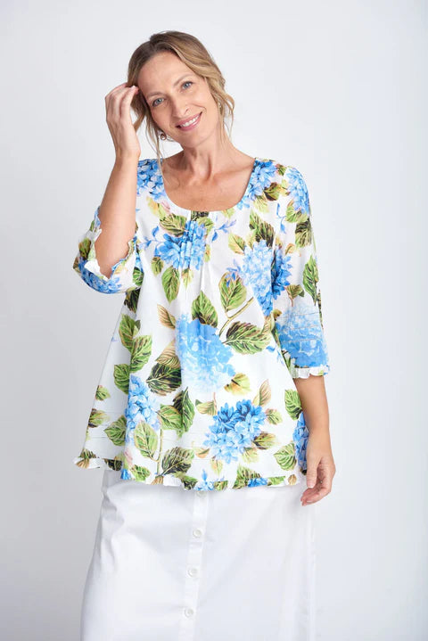 Goondiwindi Cotton Trapeze Top Hydrangea Print - 2 Colours