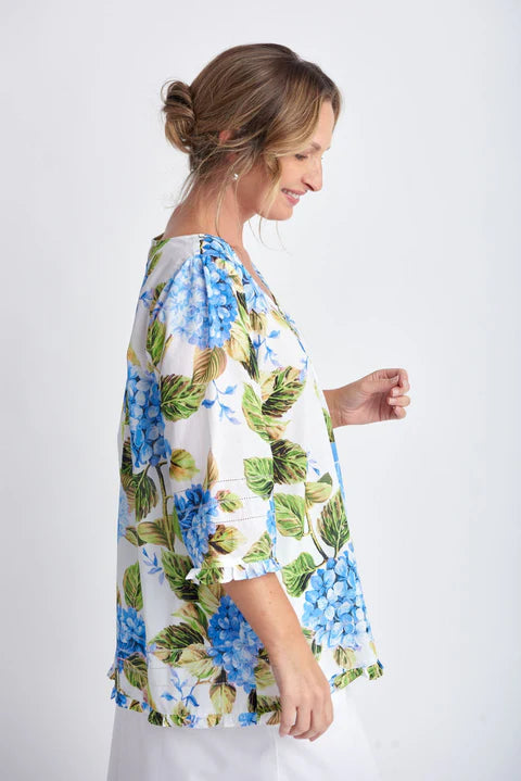 Goondiwindi Cotton Trapeze Top Hydrangea Print - 2 Colours