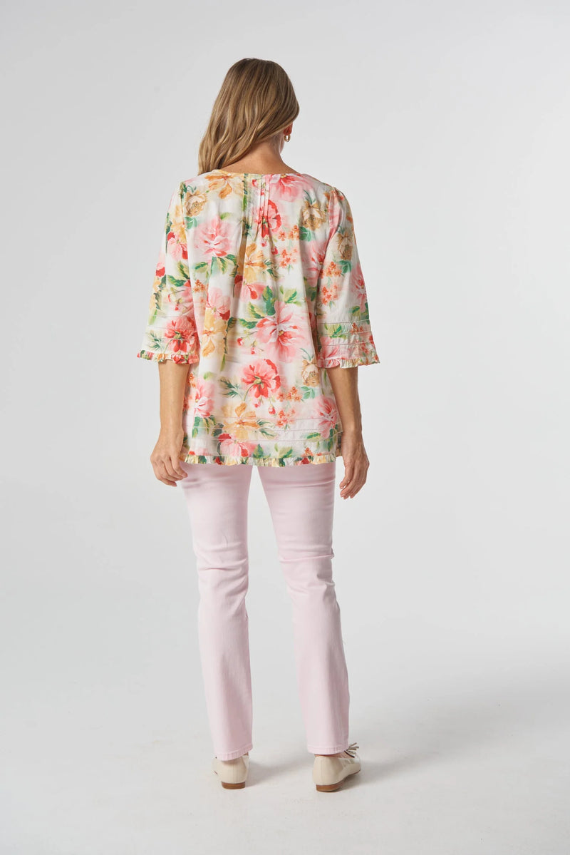 Goondiwindi Cotton Trapeze Blouse - Blurred Floral