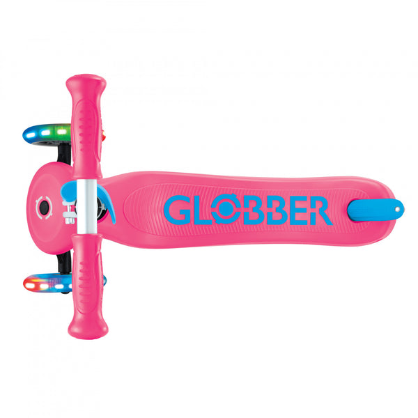 GLOBBER PRIMO PLUS LIGHTS SCOOTER- FUCHSIA/ BLUE