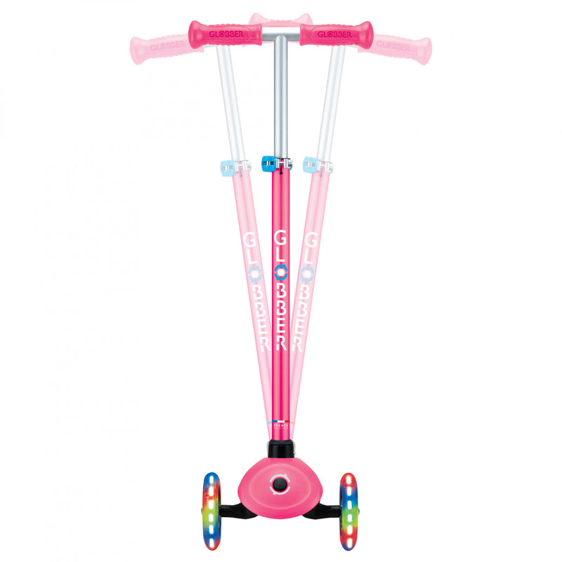 GLOBBER PRIMO PLUS LIGHTS SCOOTER- FUCHSIA/ BLUE