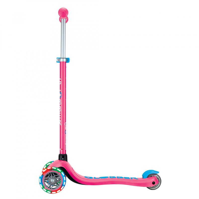 GLOBBER PRIMO PLUS LIGHTS SCOOTER- FUCHSIA/ BLUE