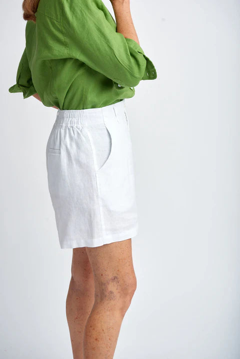 Goondiwindi Cotton Linen Shorts - White