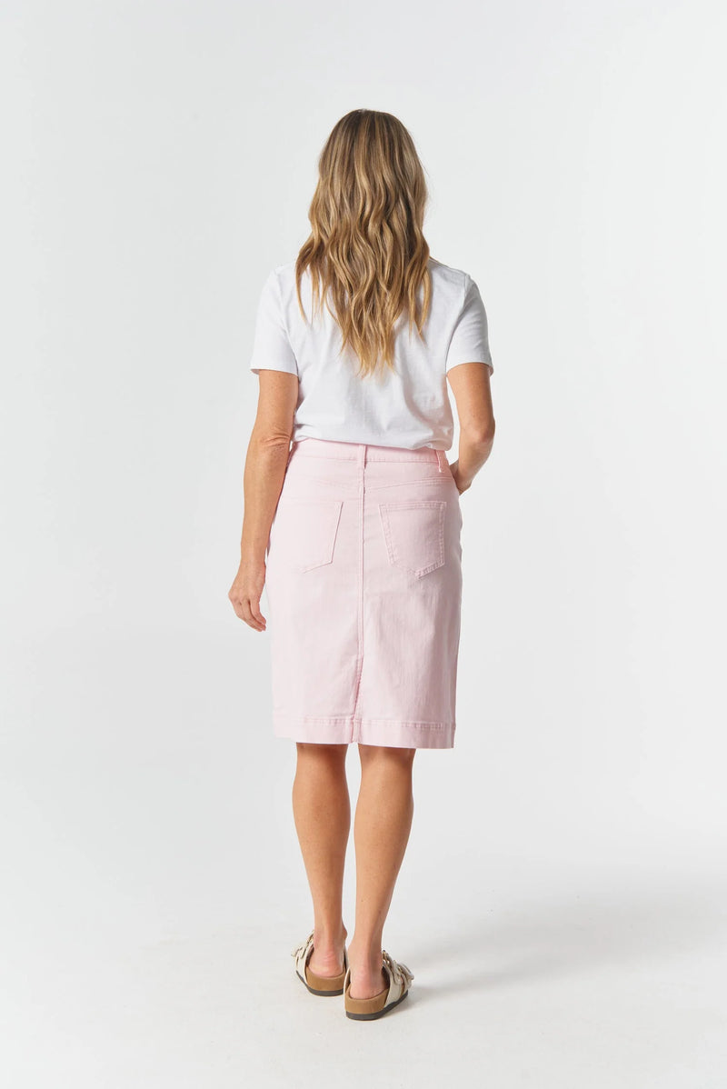 Goondiwindi Cotton 5 Pocket Knee Length Skirt - Pale Pink