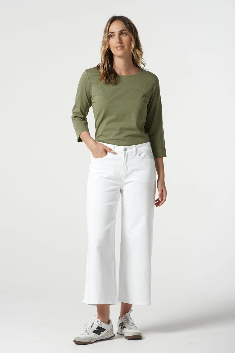 Goondiwindi Cotton 5 Pocket Crop Wide Leg Jean - 2 Colours