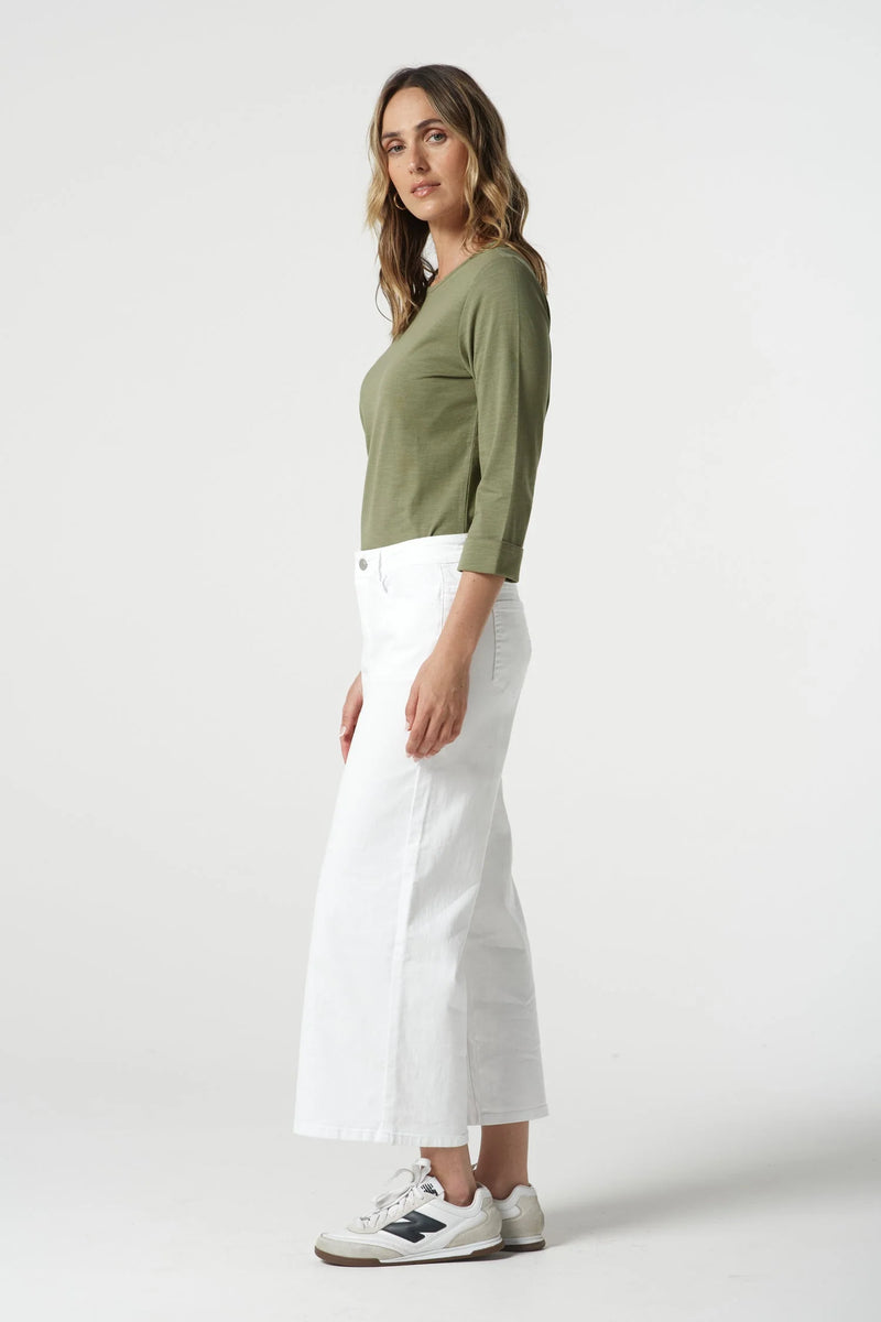 Goondiwindi Cotton 5 Pocket Crop Wide Leg Jean - 2 Colours