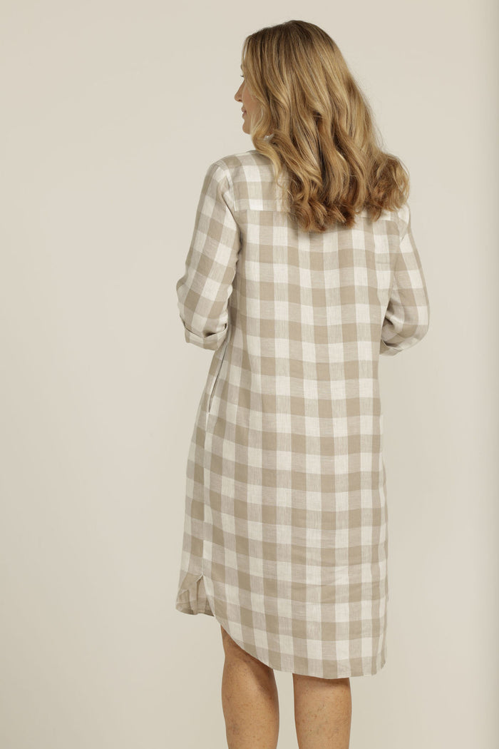 Goondiwindi Cotton Linen Gingham 1/2 Placket Dress - 2 Colours