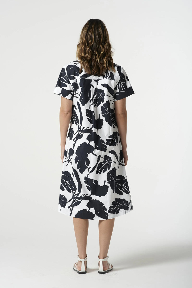 Goondiwindi Cotton A-Line Dress - Block Leaf