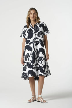 Goondiwindi Cotton A-Line Dress - Block Leaf