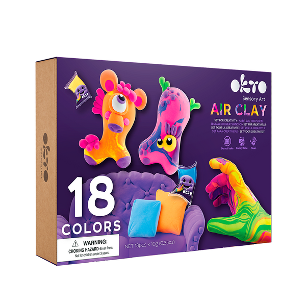 OKTO SENSORY ART 18 COLORS AIR CLAY CREATIVITY SET