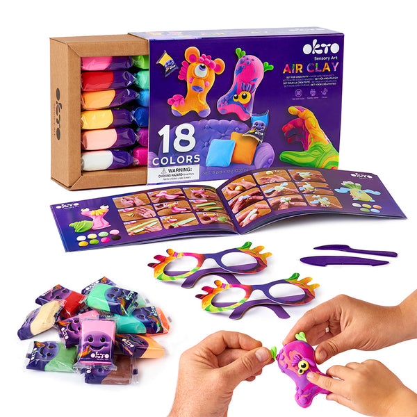 OKTO SENSORY ART 18 COLORS AIR CLAY CREATIVITY SET