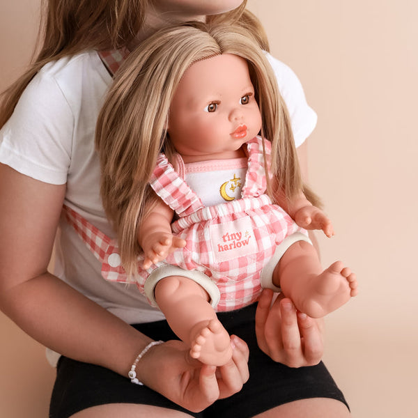 TINY HARLOW BABY DOLL WEARER- PINK GINGHAM