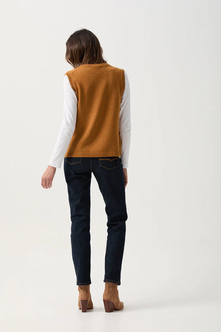 Goondiwindi Cotton Side Split Vest Navy - 2 Colours