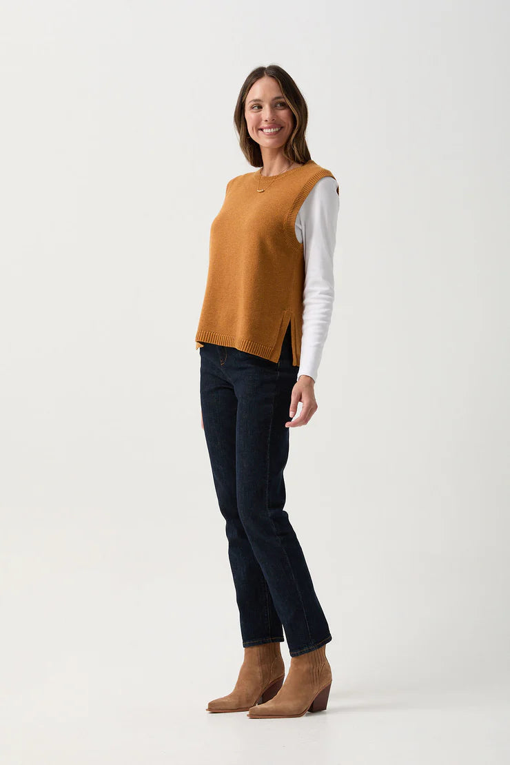 Goondiwindi Cotton Side Split Vest Navy - 2 Colours