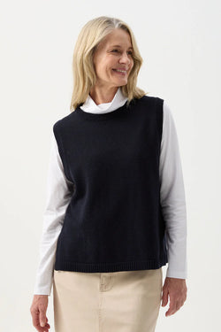 Goondiwindi Cotton Side Split Vest Navy - 2 Colours