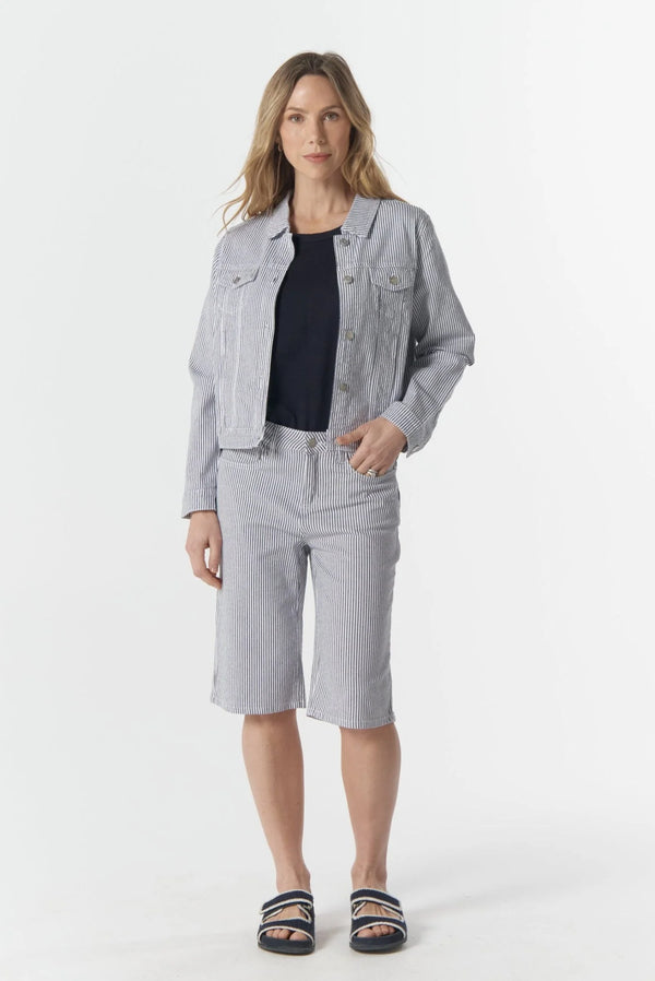 Goondiwindi Cotton 5 Pocket Denim Shorts - Navy/White