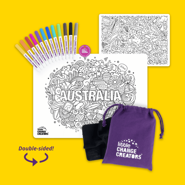 LITTLE CHANGE CREATORS SILICONE MAT COLOURING SET- AUSTRALIA