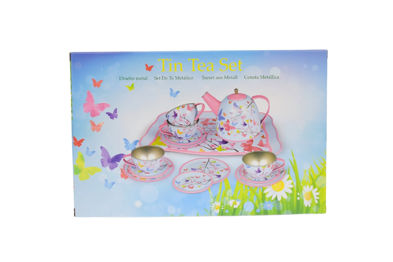 KAPER KIDZ PINK BLOSSOMS BUTTERFLY TIN TEA SET