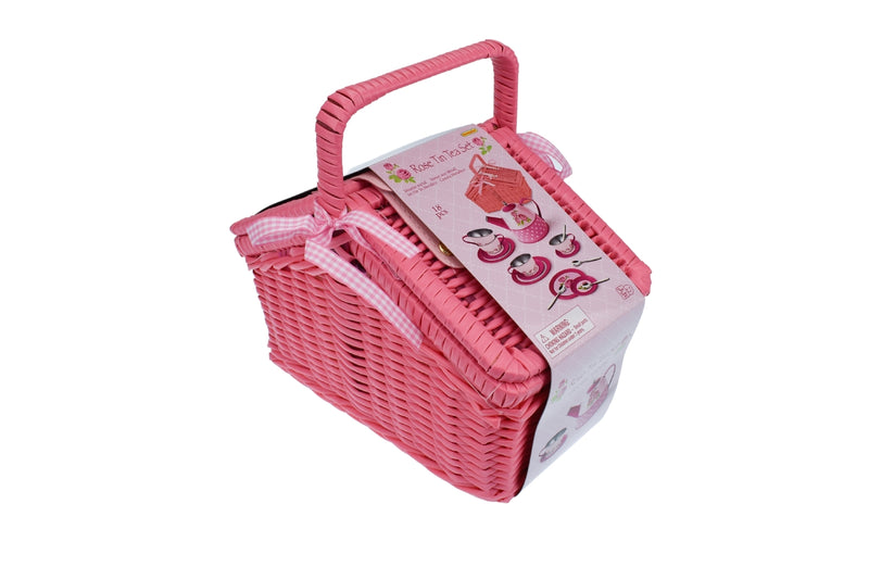 KAPER KIDZ ROSE TIN TEA SET IN PICNIC BASKET