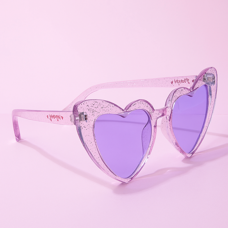 GLITTER GIRL SPARKLING HEART WOMENS SUNGLASSES- FUNFETTI