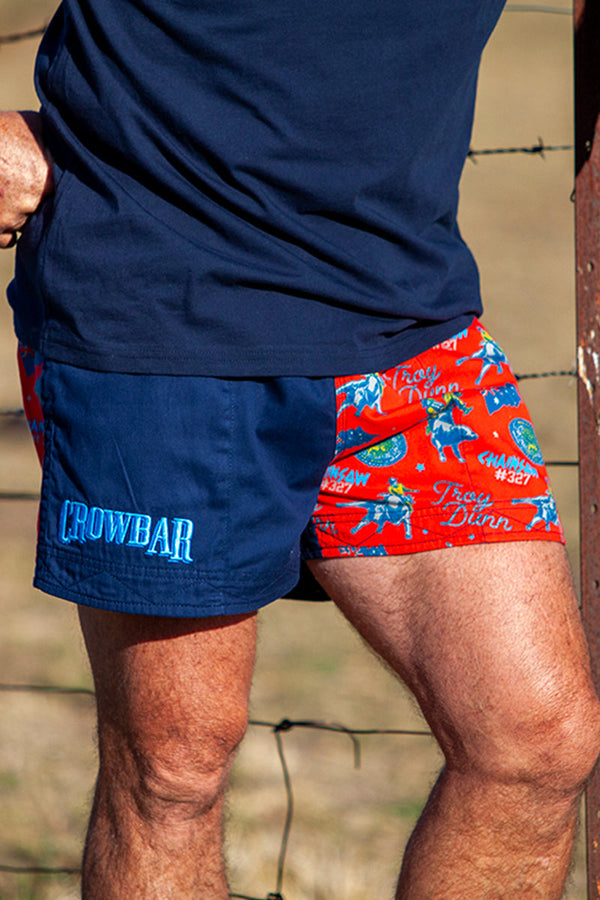 Crowbar Andy Men's Limited Edition Chainsaw Print Harlequin Shorts - Navy