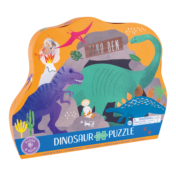 FLOSS AND ROCK 80PC SHAPED JIGSAW PUZZLE-DINOSAUR