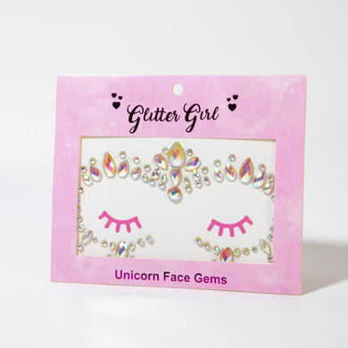 GLITTER GIRL UNICORN FACE GEMS- GLOW IN THE DARK
