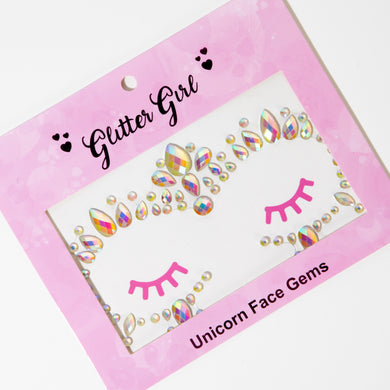 GLITTER GIRL UNICORN FACE GEMS- GLOW IN THE DARK